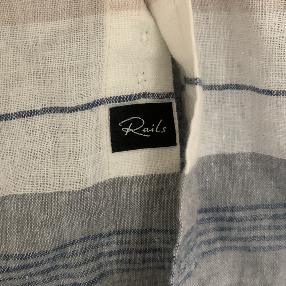 Rails Carson Natural Navy Stripe Button Up Shirt … - image 3